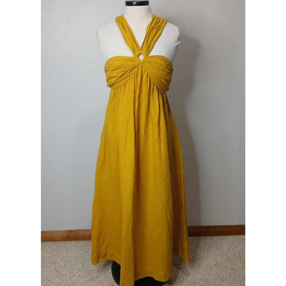 Cleobella Dress Womens Extra Small Aurelia Maxi Yellow Maxi Halter NWT Revolve